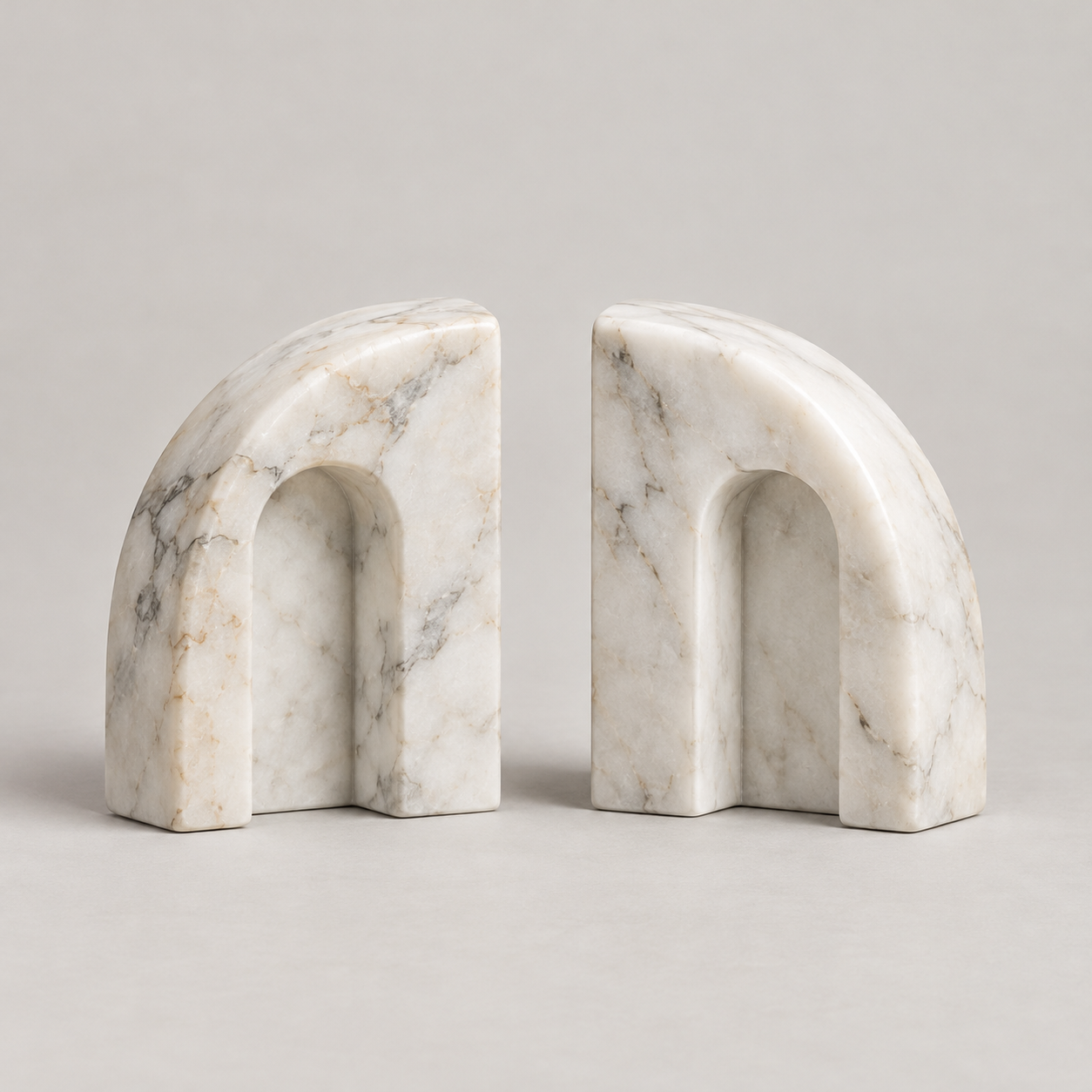Roca Stone Bookends on a pale studio background
