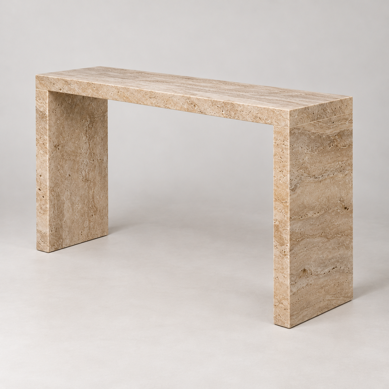 Alternate view of Rill Travertine Console